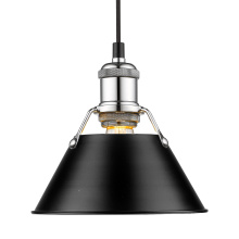 Golden 3306-S CH-BLK - Yep by Golden Lighting Orwell 1-light 8in Pendant in Chrome and Matte Black shade